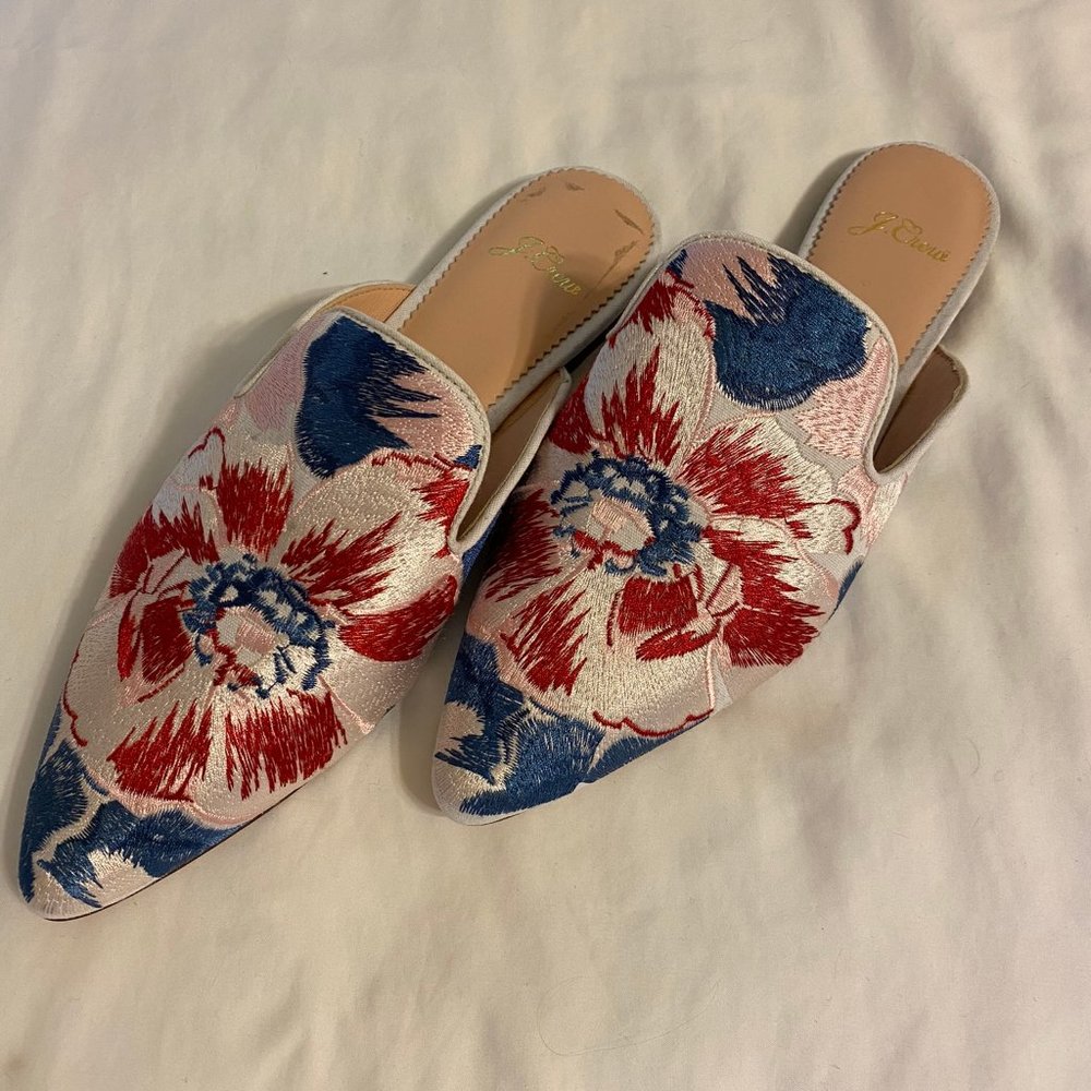 Nwot J.Crew Brocade Pointy Toe Slide - image 1